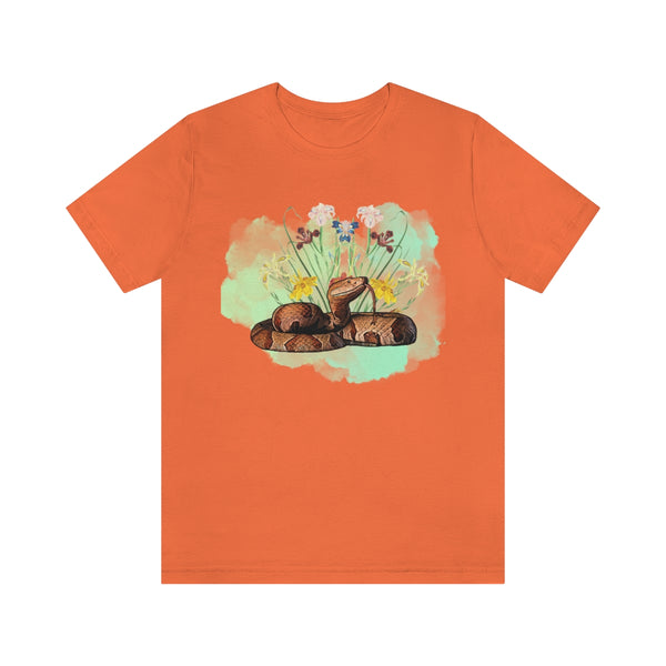 Copperhead and Flowers Unisex Jersey Short Sleeve Tee-T-Shirt-Printify-Orange-S-5.25designs-veteran-family business-florida-melbourne-orlando-knit-crochet-small business-