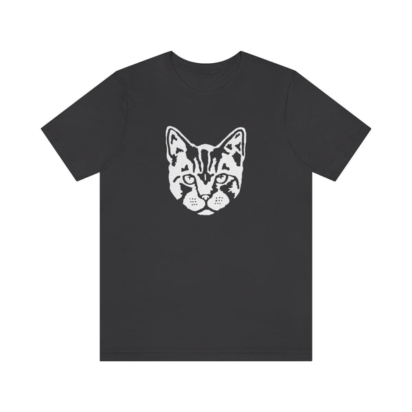 Cat Face Short Sleeve Tee-T-Shirt-Printify-Dark Grey-S-5.25designs-veteran-family business-florida-melbourne-orlando-knit-crochet-small business-