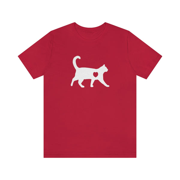 Cat Love Short Sleeve Tee-T-Shirt-Printify-Red-S-5.25designs-veteran-family business-florida-melbourne-orlando-knit-crochet-small business-