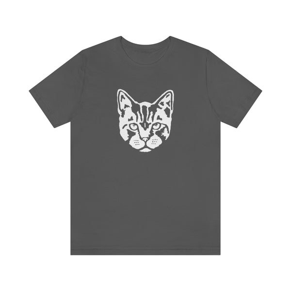 Cat Face Short Sleeve Tee-T-Shirt-Printify-Asphalt-S-5.25designs-veteran-family business-florida-melbourne-orlando-knit-crochet-small business-