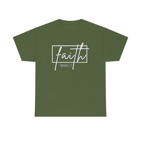 Faith Cotton T-Shirt-T-Shirt-Printify-Military Green-S-5.25designs-veteran-family business-florida-melbourne-orlando-knit-crochet-small business-