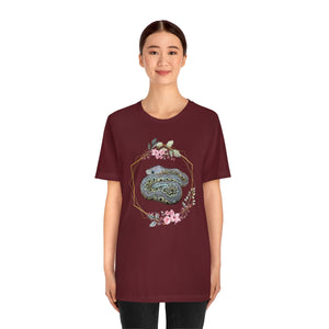 Ball Python Flower border shirt Unisex Jersey Short Sleeve Tee-T-Shirt-Printify-5.25designs-veteran-family business-florida-melbourne-orlando-knit-crochet-small business-