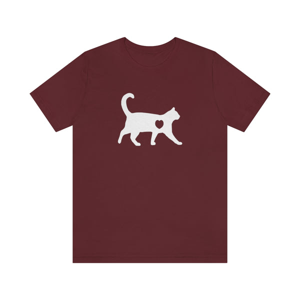 Cat Love Short Sleeve Tee-T-Shirt-Printify-Maroon-S-5.25designs-veteran-family business-florida-melbourne-orlando-knit-crochet-small business-