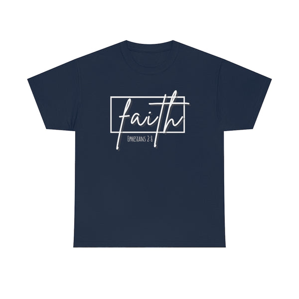 Faith Cotton T-Shirt-T-Shirt-Printify-Navy-S-5.25designs-veteran-family business-florida-melbourne-orlando-knit-crochet-small business-