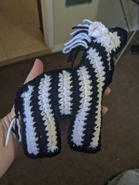 Crochet Zebra Stuffy-5.25 Designs-5.25designs-veteran-family business-florida-melbourne-orlando-knit-crochet-small business-