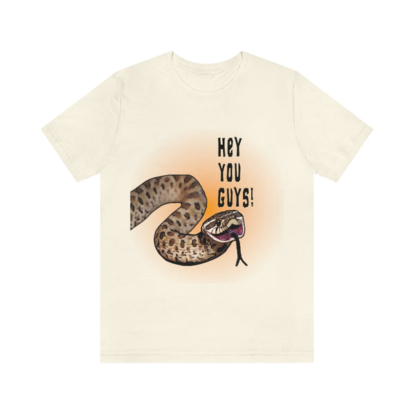 Hey You Guys! Unisex Jersey Short Sleeve Tee-T-Shirt-Printify-Natural-S-5.25designs-veteran-family business-florida-melbourne-orlando-knit-crochet-small business-