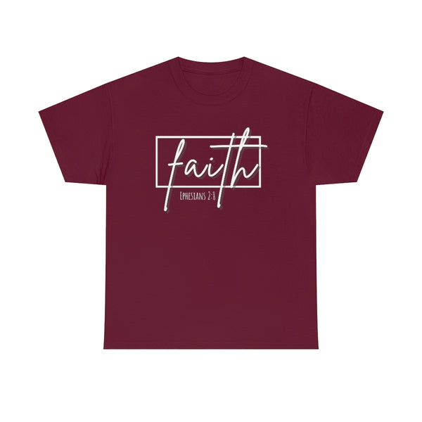 Faith Cotton T-Shirt-T-Shirt-Printify-Maroon-S-5.25designs-veteran-family business-florida-melbourne-orlando-knit-crochet-small business-