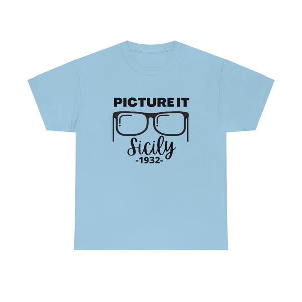 Sophia Picture It with Glasses Cotton TShirt-T-Shirt-Printify-Light Blue-S-5.25designs-veteran-family business-florida-melbourne-orlando-knit-crochet-small business-