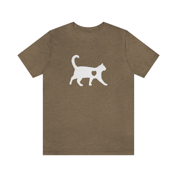 Cat Love Short Sleeve Tee-T-Shirt-Printify-Heather Olive-S-5.25designs-veteran-family business-florida-melbourne-orlando-knit-crochet-small business-