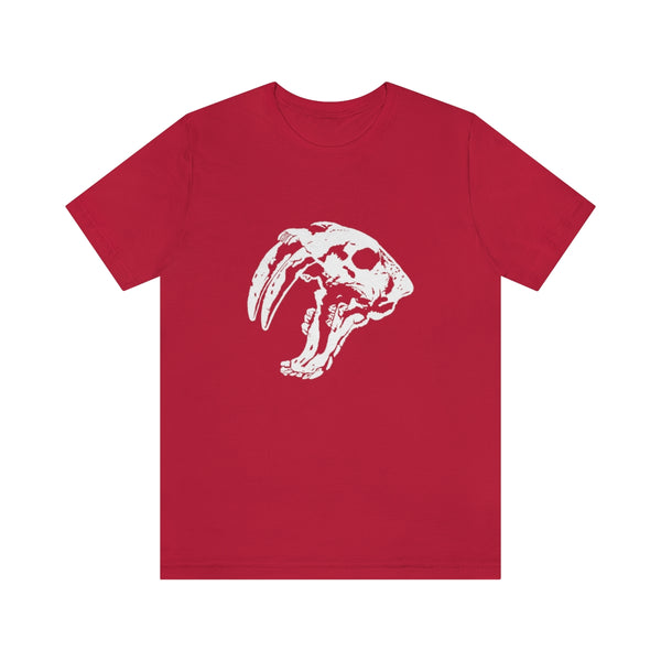 Sabretooth Cat Skull Unisex Jersey Short Sleeve Tee-T-Shirt-Printify-Red-S-5.25designs-veteran-family business-florida-melbourne-orlando-knit-crochet-small business-