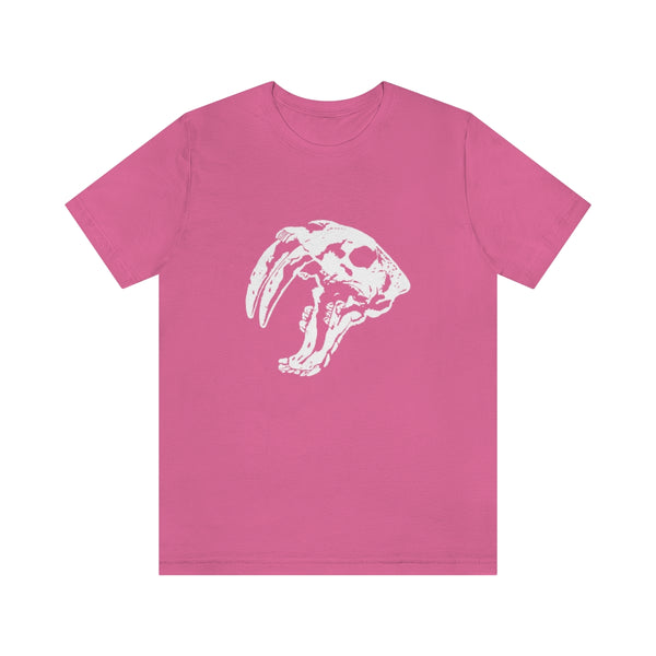 Sabretooth Cat Skull Unisex Jersey Short Sleeve Tee-T-Shirt-Printify-Charity Pink-S-5.25designs-veteran-family business-florida-melbourne-orlando-knit-crochet-small business-