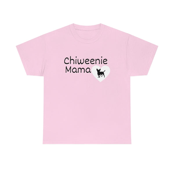 Chiweenie Mom Small Heart Cotton T-Shirt-T-Shirt-Printify-Light Pink-S-5.25designs-veteran-family business-florida-melbourne-orlando-knit-crochet-small business-