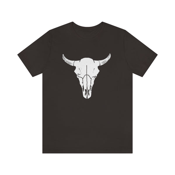 Bison Antiqus Skull Short Sleeve Tee-T-Shirt-Printify-Brown-S-5.25designs-veteran-family business-florida-melbourne-orlando-knit-crochet-small business-