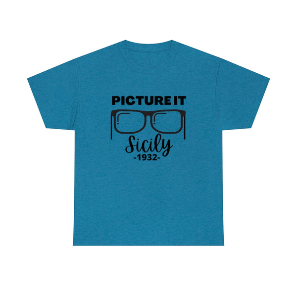 Sophia Picture It with Glasses Cotton TShirt-T-Shirt-Printify-Antique Sapphire-S-5.25designs-veteran-family business-florida-melbourne-orlando-knit-crochet-small business-