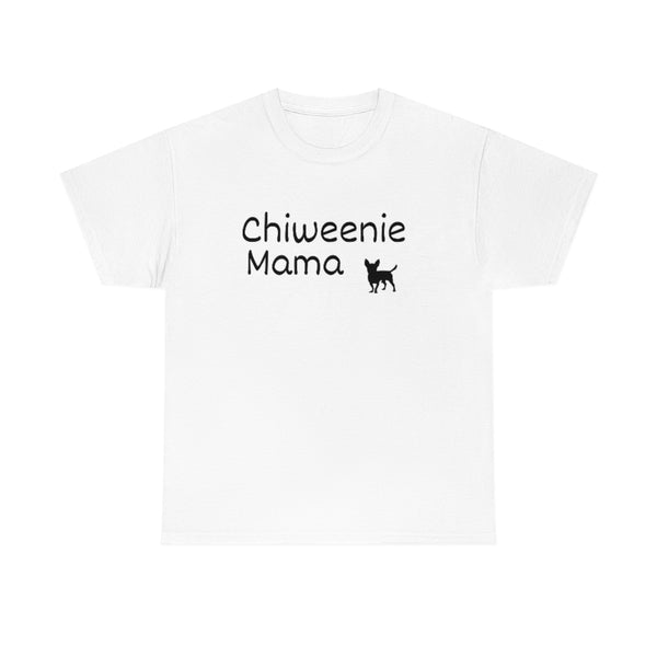 Chiweenie Mom Small Heart Cotton T-Shirt-T-Shirt-Printify-White-S-5.25designs-veteran-family business-florida-melbourne-orlando-knit-crochet-small business-