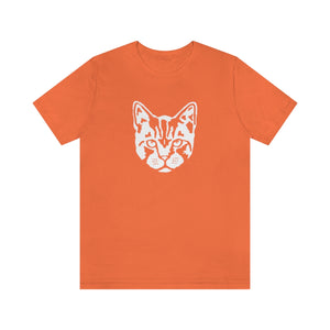 Cat Face Short Sleeve Tee-T-Shirt-Printify-Orange-S-5.25designs-veteran-family business-florida-melbourne-orlando-knit-crochet-small business-