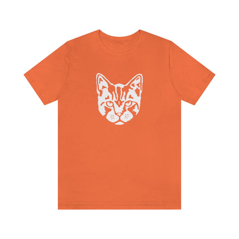 Cat Face Short Sleeve Tee-T-Shirt-Printify-Orange-S-5.25designs-veteran-family business-florida-melbourne-orlando-knit-crochet-small business-