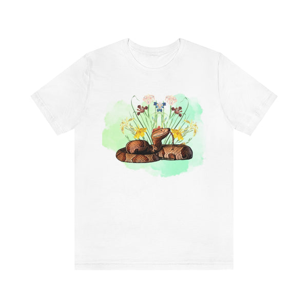 Copperhead and Flowers Unisex Jersey Short Sleeve Tee-T-Shirt-Printify-White-S-5.25designs-veteran-family business-florida-melbourne-orlando-knit-crochet-small business-