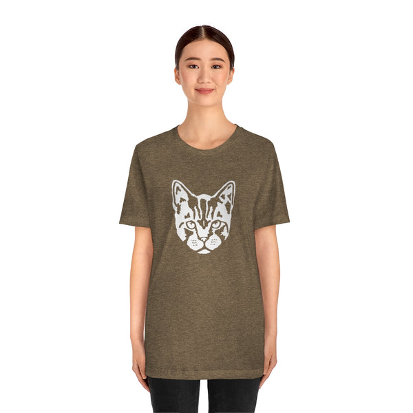 Cat Face Short Sleeve Tee-T-Shirt-Printify-5.25designs-veteran-family business-florida-melbourne-orlando-knit-crochet-small business-