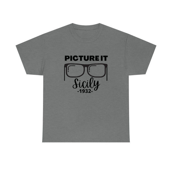 Sophia Picture It with Glasses Cotton TShirt-T-Shirt-Printify-Graphite Heather-S-5.25designs-veteran-family business-florida-melbourne-orlando-knit-crochet-small business-