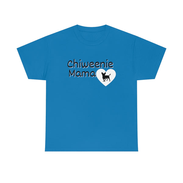 Chiweenie Mom Small Heart Cotton T-Shirt-T-Shirt-Printify-Sapphire-S-5.25designs-veteran-family business-florida-melbourne-orlando-knit-crochet-small business-