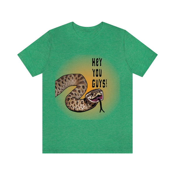 Hey You Guys! Unisex Jersey Short Sleeve Tee-T-Shirt-Printify-Heather Kelly-S-5.25designs-veteran-family business-florida-melbourne-orlando-knit-crochet-small business-