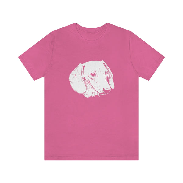 Dachshund Head Unisex Jersey Short Sleeve Tee-T-Shirt-Printify-Charity Pink-S-5.25designs-veteran-family business-florida-melbourne-orlando-knit-crochet-small business-