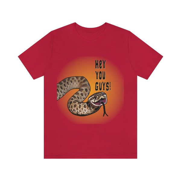 Hey You Guys! Unisex Jersey Short Sleeve Tee-T-Shirt-Printify-Red-S-5.25designs-veteran-family business-florida-melbourne-orlando-knit-crochet-small business-