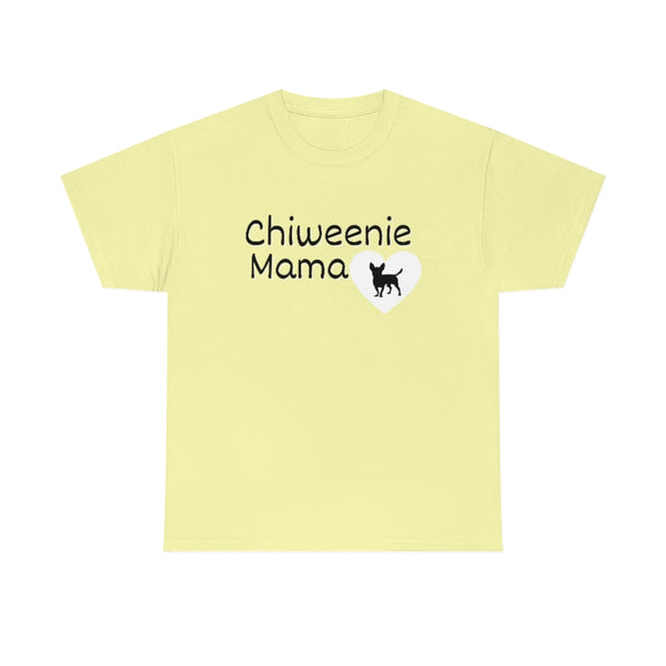 Chiweenie Mom Small Heart Cotton T-Shirt-T-Shirt-Printify-Cornsilk-S-5.25designs-veteran-family business-florida-melbourne-orlando-knit-crochet-small business-
