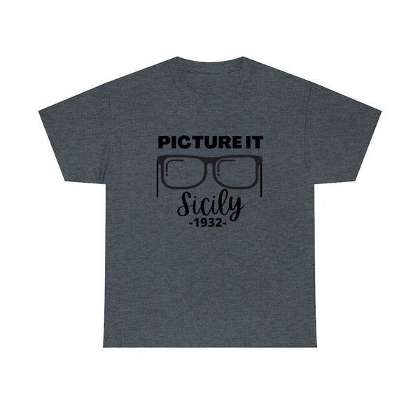 Sophia Picture It with Glasses Cotton TShirt-T-Shirt-Printify-Dark Heather-S-5.25designs-veteran-family business-florida-melbourne-orlando-knit-crochet-small business-
