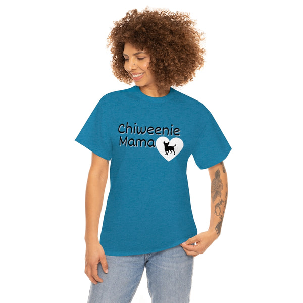 Chiweenie Mom Small Heart Cotton T-Shirt-T-Shirt-Printify-5.25designs-veteran-family business-florida-melbourne-orlando-knit-crochet-small business-