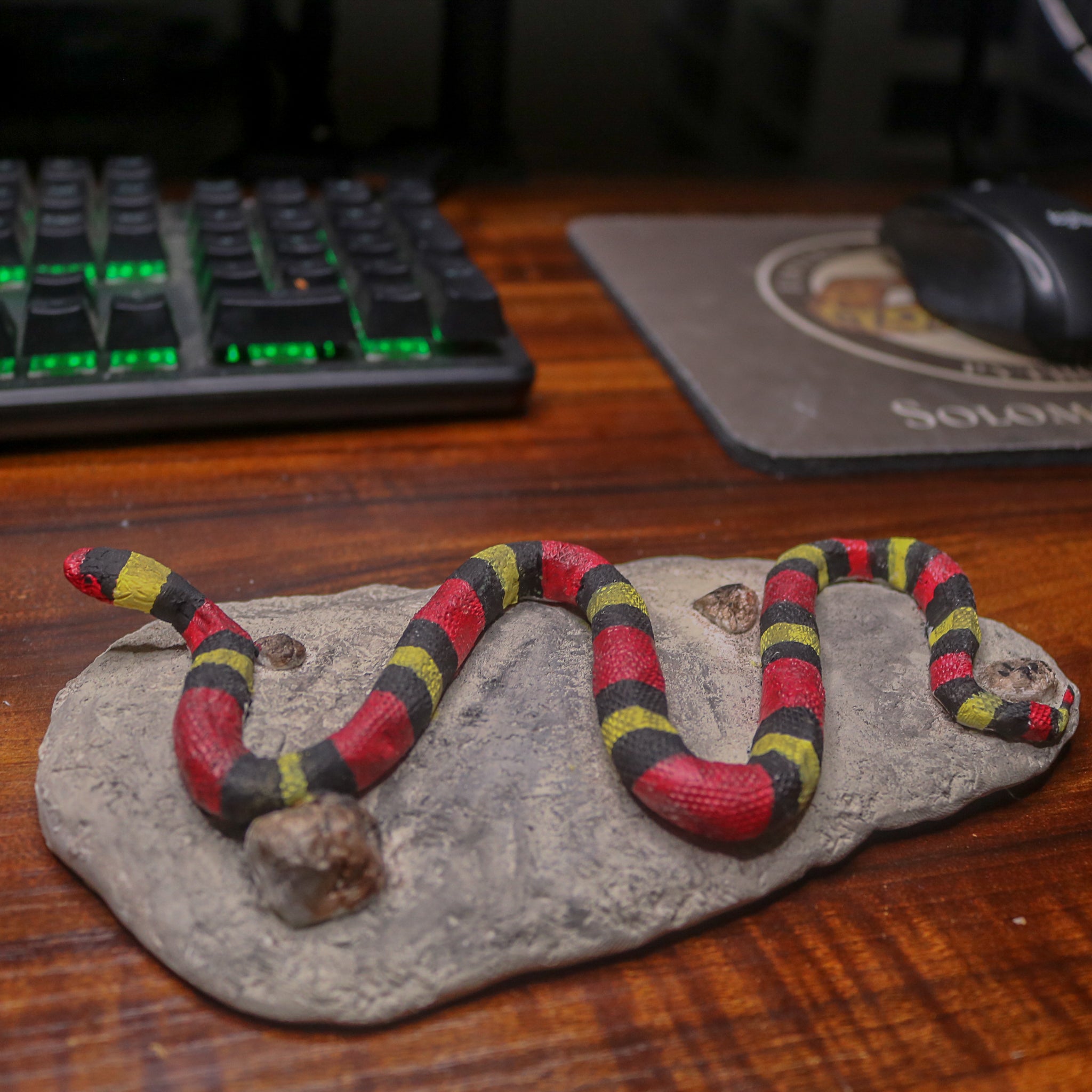 Scarlet Kingsnake Clay Sculpture-Sculptures-5.25 Designs-5.25designs-veteran-family business-florida-melbourne-orlando-knit-crochet-small business-