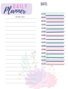 Pink and Purple Succulent Daily Planning Sheet Digital Download-Calendars, Organizers & Planners-5.25 Designs-5.25designs-veteran-family business-florida-melbourne-orlando-knit-crochet-small business-