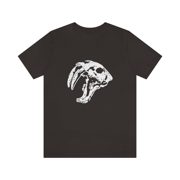 Sabretooth Cat Skull Unisex Jersey Short Sleeve Tee-T-Shirt-Printify-Brown-S-5.25designs-veteran-family business-florida-melbourne-orlando-knit-crochet-small business-