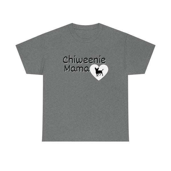Chiweenie Mom Small Heart Cotton T-Shirt-T-Shirt-Printify-Graphite Heather-S-5.25designs-veteran-family business-florida-melbourne-orlando-knit-crochet-small business-