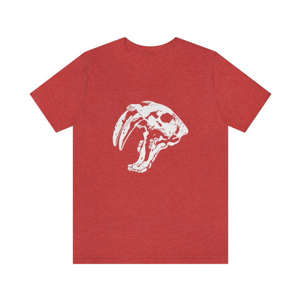 Sabretooth Cat Skull Unisex Jersey Short Sleeve Tee-T-Shirt-Printify-Heather Red-S-5.25designs-veteran-family business-florida-melbourne-orlando-knit-crochet-small business-