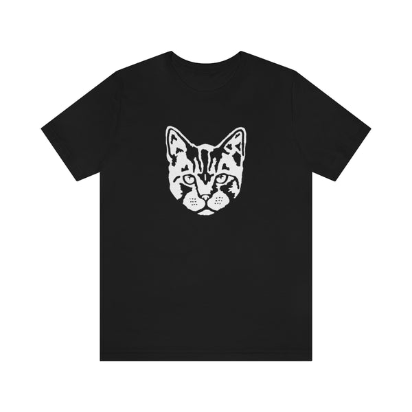 Cat Face Short Sleeve Tee-T-Shirt-Printify-Black-S-5.25designs-veteran-family business-florida-melbourne-orlando-knit-crochet-small business-