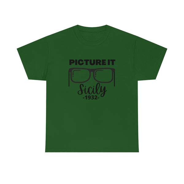 Sophia Picture It with Glasses Cotton TShirt-T-Shirt-Printify-Turf Green-S-5.25designs-veteran-family business-florida-melbourne-orlando-knit-crochet-small business-