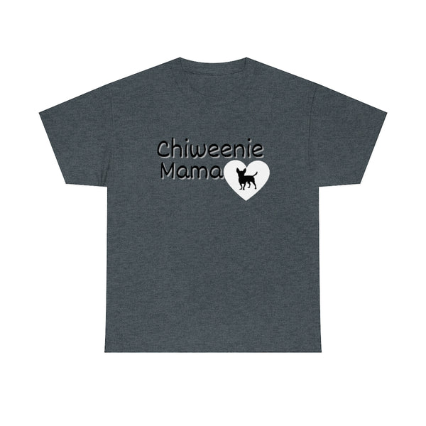 Chiweenie Mom Small Heart Cotton T-Shirt-T-Shirt-Printify-Dark Heather-S-5.25designs-veteran-family business-florida-melbourne-orlando-knit-crochet-small business-