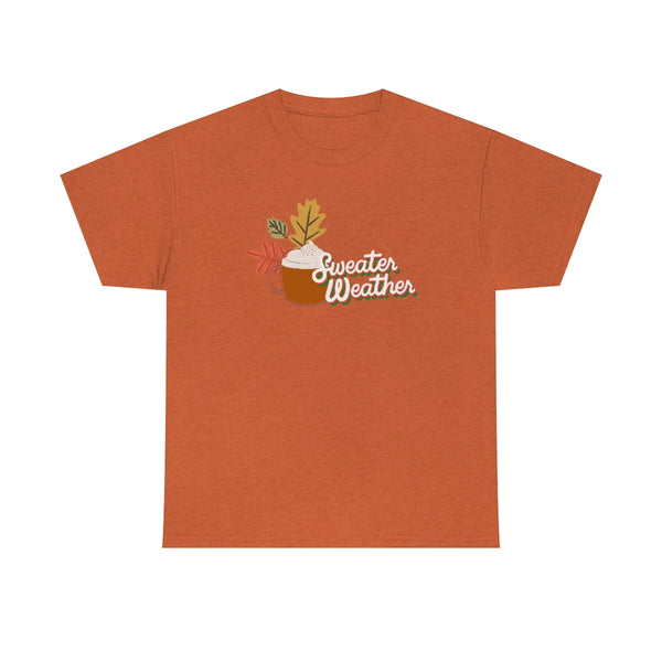 Sweater Weather Pumpkin Coffee Cotton T-Shirt-T-Shirt-Printify-Antique Orange-S-5.25designs-veteran-family business-florida-melbourne-orlando-knit-crochet-small business-