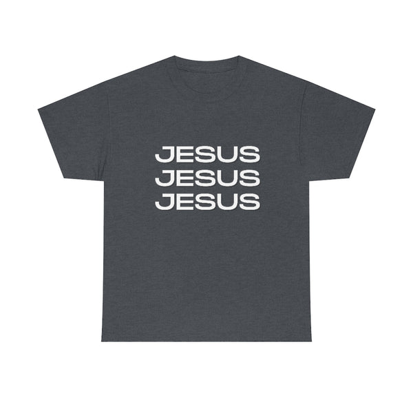 Jesus, Jesus, Jesus Cotton T-Shirt-T-Shirt-Printify-Tweed-S-5.25designs-veteran-family business-florida-melbourne-orlando-knit-crochet-small business-