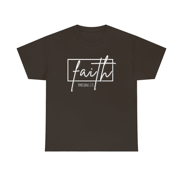 Faith Cotton T-Shirt-T-Shirt-Printify-Dark Chocolate-S-5.25designs-veteran-family business-florida-melbourne-orlando-knit-crochet-small business-