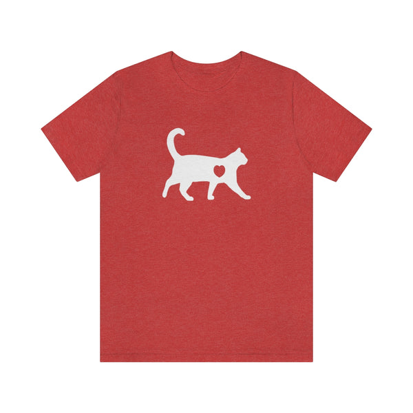 Cat Love Short Sleeve Tee-T-Shirt-Printify-Heather Red-S-5.25designs-veteran-family business-florida-melbourne-orlando-knit-crochet-small business-