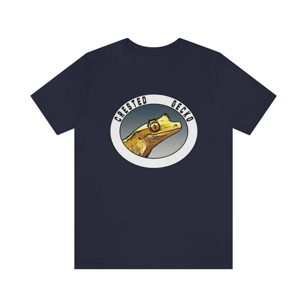 Crested Gecko Short Sleeve Tee-T-Shirt-Printify-Navy-S-5.25designs-veteran-family business-florida-melbourne-orlando-knit-crochet-small business-