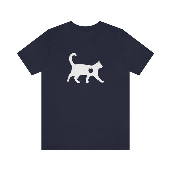 Cat Love Short Sleeve Tee-T-Shirt-Printify-Navy-S-5.25designs-veteran-family business-florida-melbourne-orlando-knit-crochet-small business-