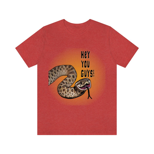 Hey You Guys! Unisex Jersey Short Sleeve Tee-T-Shirt-Printify-Heather Red-S-5.25designs-veteran-family business-florida-melbourne-orlando-knit-crochet-small business-