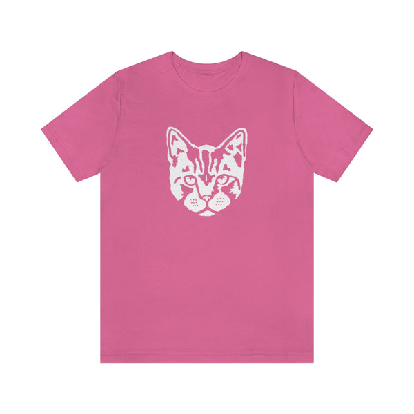 Cat Face Short Sleeve Tee-T-Shirt-Printify-Charity Pink-S-5.25designs-veteran-family business-florida-melbourne-orlando-knit-crochet-small business-