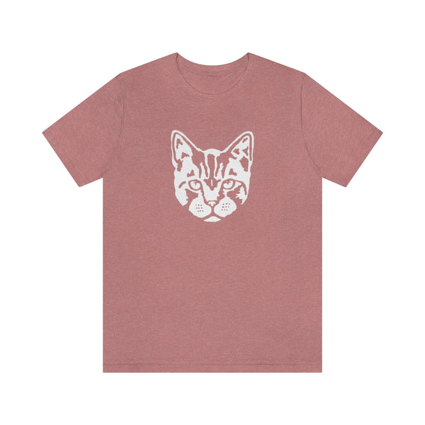 Cat Face Short Sleeve Tee-T-Shirt-Printify-Heather Mauve-S-5.25designs-veteran-family business-florida-melbourne-orlando-knit-crochet-small business-