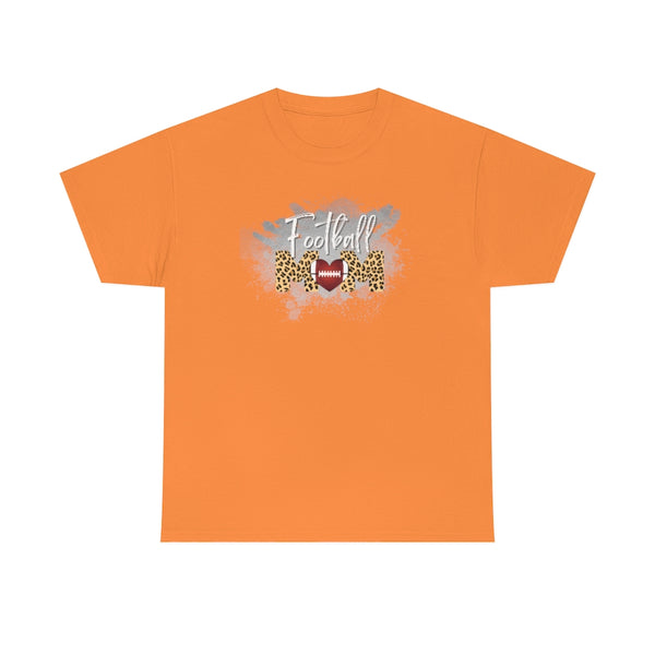 Paint Splash Leopard Print Football Mom Cotton T-Shirt-T-Shirt-Printify-Tennessee Orange-S-5.25designs-veteran-family business-florida-melbourne-orlando-knit-crochet-small business-