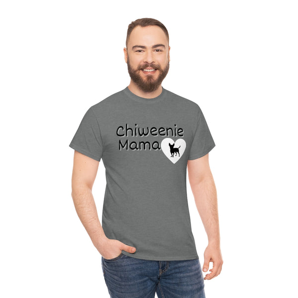 Chiweenie Mom Small Heart Cotton T-Shirt-T-Shirt-Printify-5.25designs-veteran-family business-florida-melbourne-orlando-knit-crochet-small business-